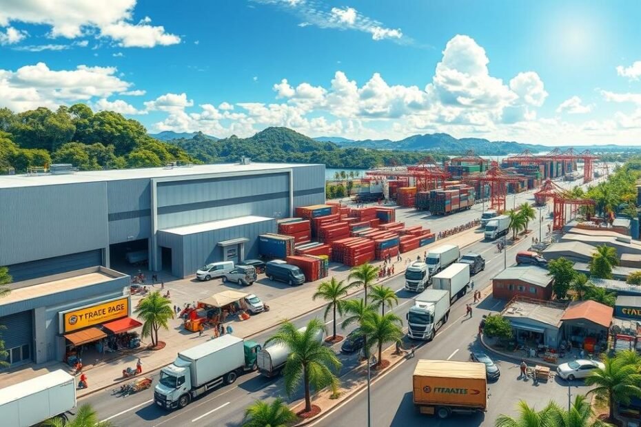 Zona Franca de Manaus representando um hub comercial dinâmico.