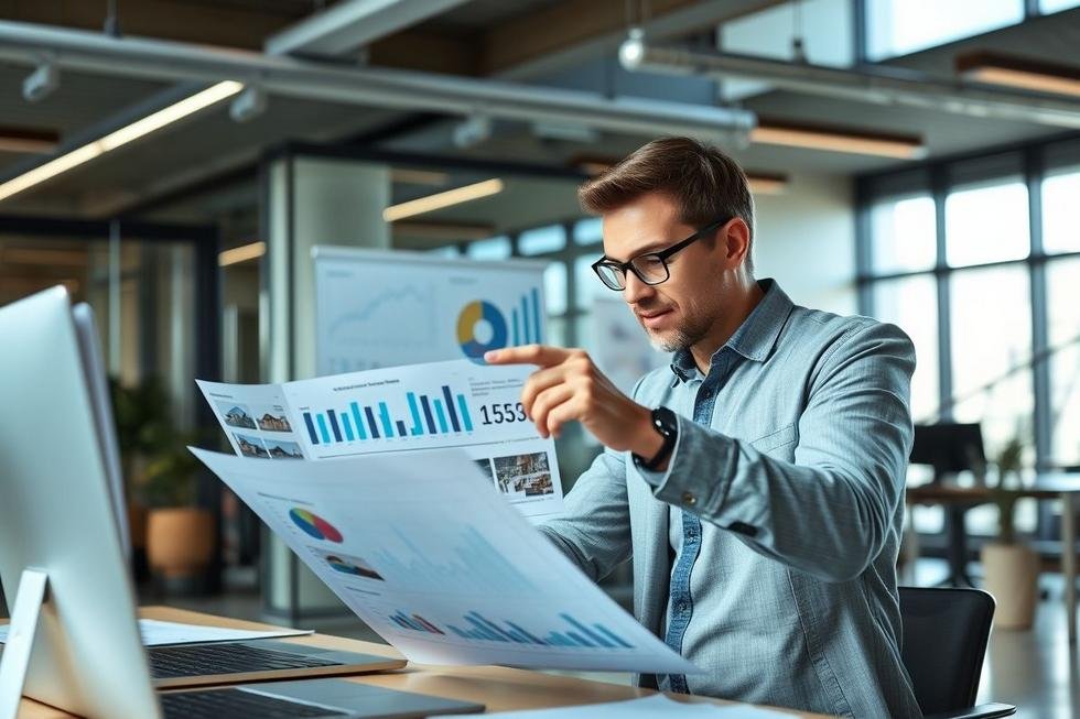 Investidor imobiliário analisando tendências para maximizar ganhos.